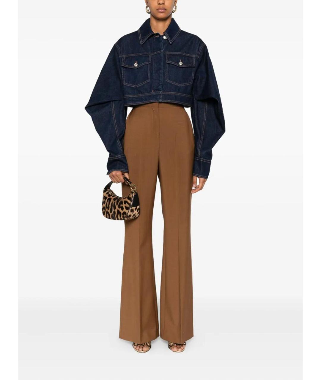 FENDI Коричневые шерстяные брюки широкие, фото 2