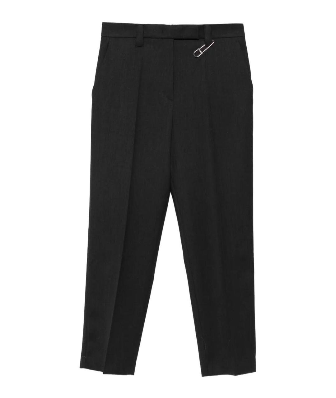 PRADA Антрацитовые шерстяные прямые брюки, фото 1