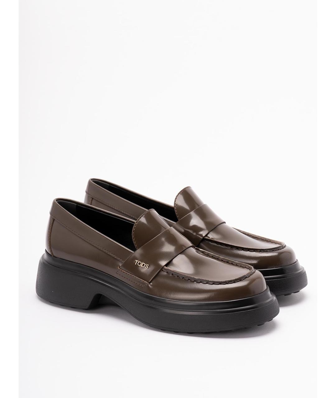 TOD'S Коричневые кожаные лоферы, фото 5