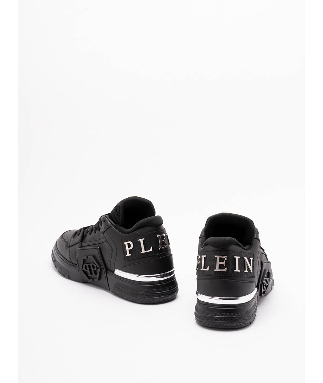 PHILIPP PLEIN Черные кожаные низкие кроссовки / кеды, фото 3
