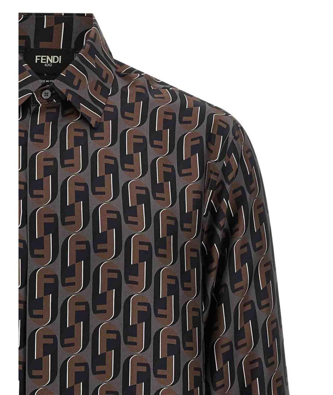 FENDI Мульти шелковая кэжуал рубашка, фото 3