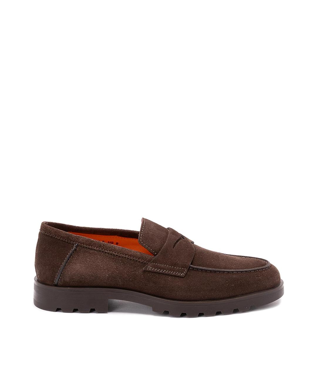 SANTONI Коричневые кожаные лоферы, фото 1
