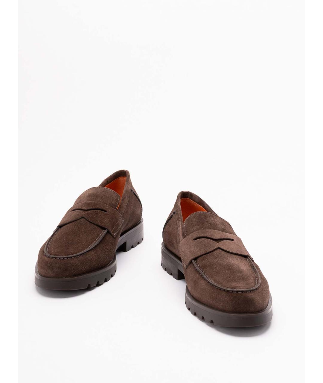 SANTONI Коричневые кожаные лоферы, фото 2