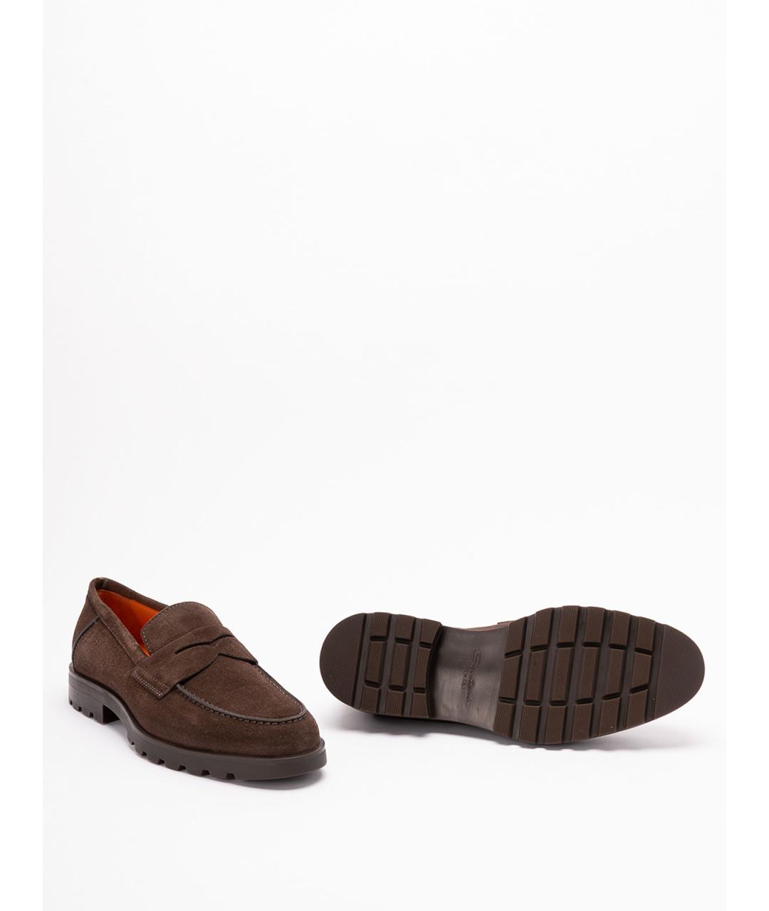 SANTONI Коричневые кожаные лоферы, фото 4
