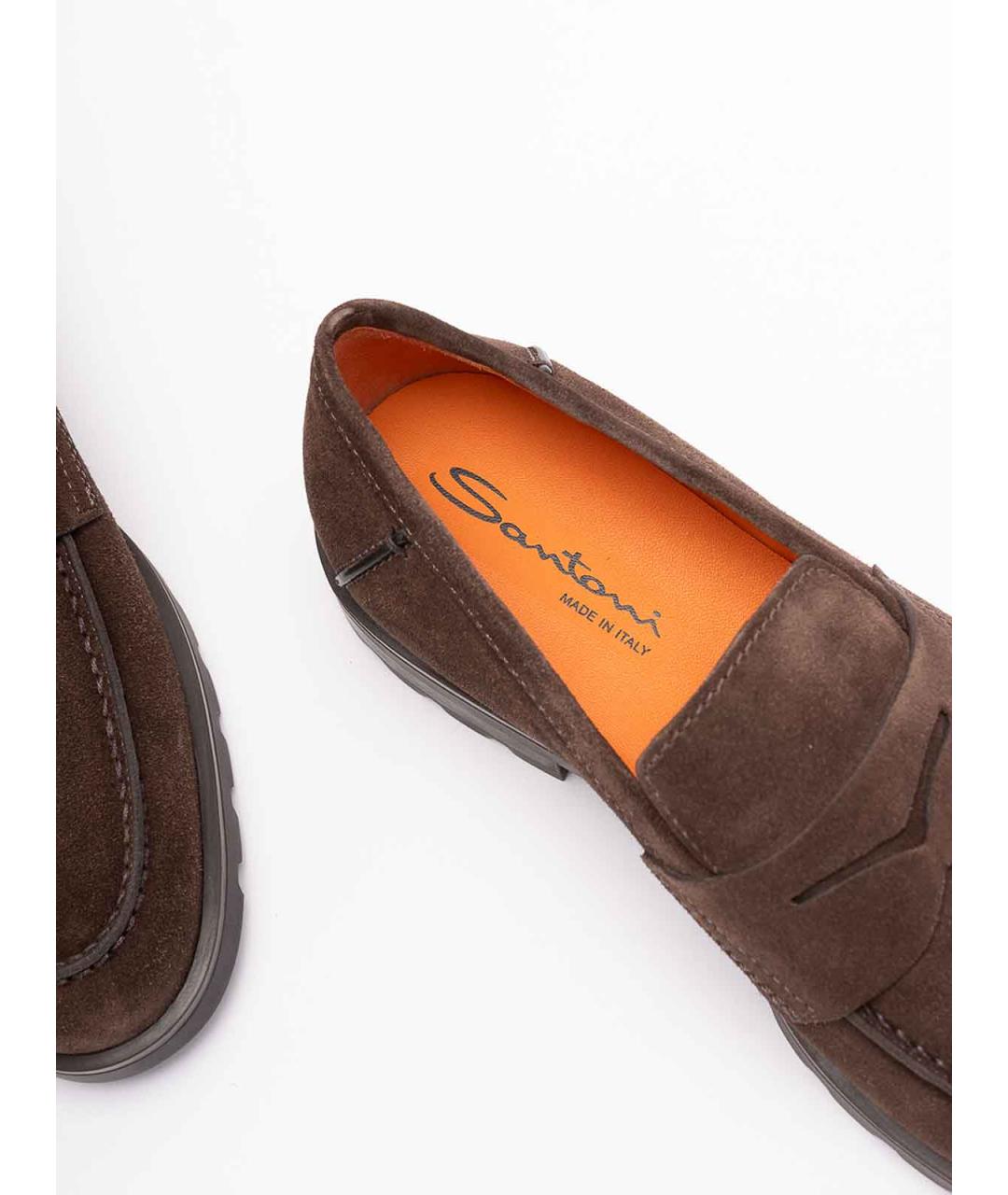 SANTONI Коричневые кожаные лоферы, фото 5
