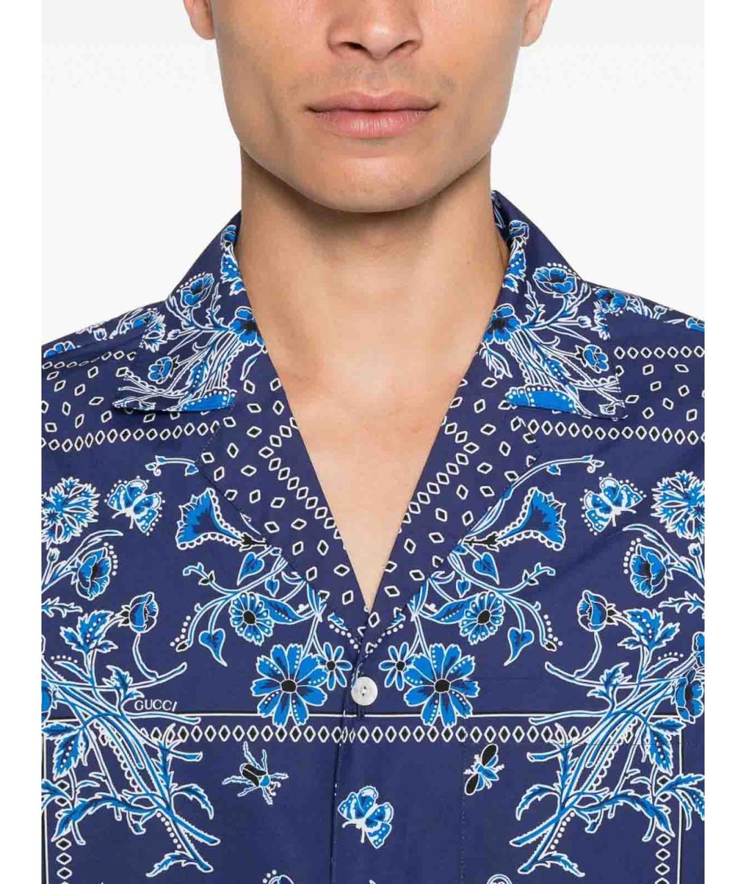 GUCCI Синяя хлопковая кэжуал рубашка, фото 5
