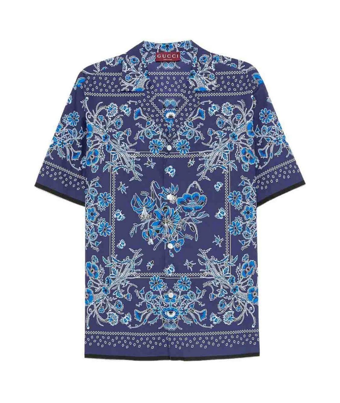 GUCCI Синяя хлопковая кэжуал рубашка, фото 1