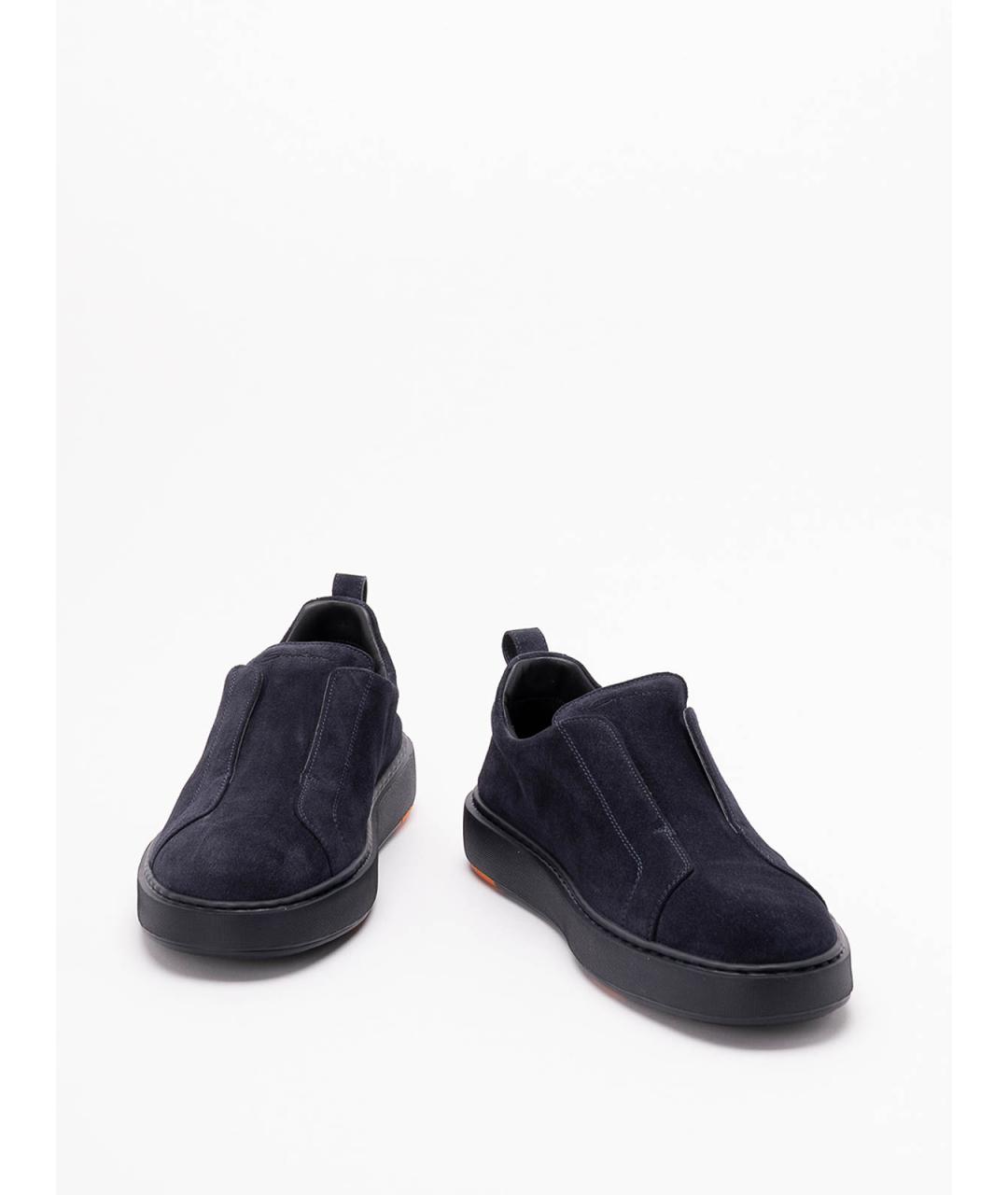 SANTONI Синие кожаные низкие кроссовки / кеды, фото 2