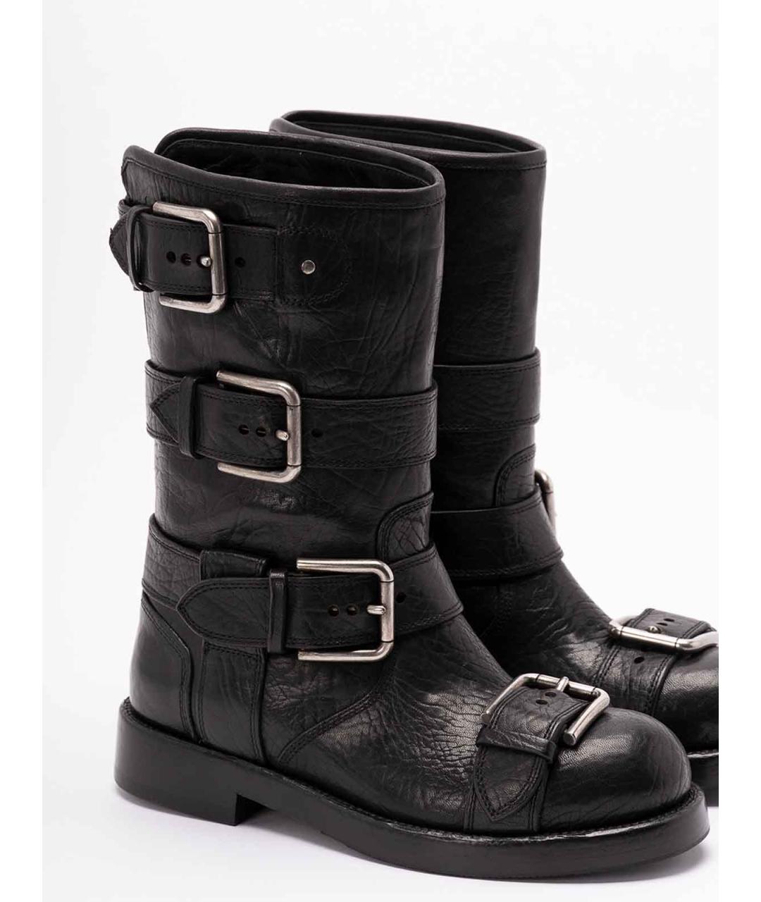 DOLCE&GABBANA Черные кожаные полусапоги, фото 5