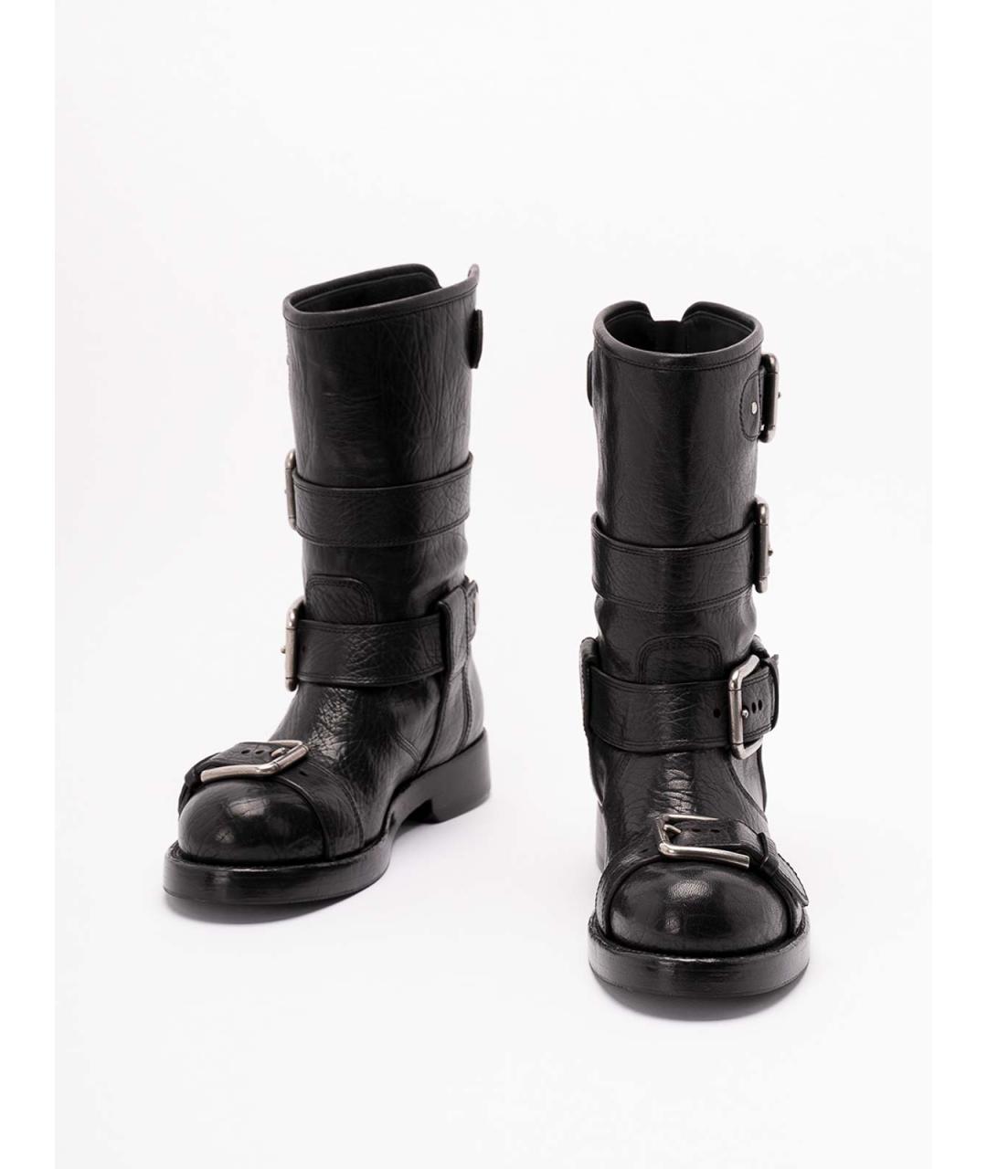 DOLCE&GABBANA Черные кожаные полусапоги, фото 2