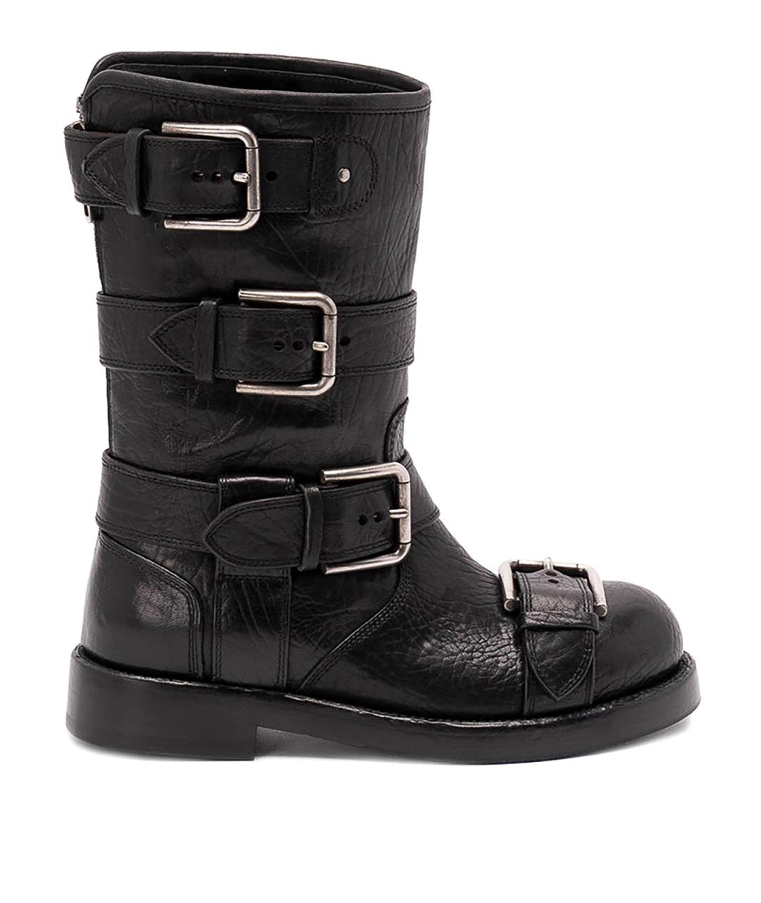 DOLCE&GABBANA Черные кожаные полусапоги, фото 1