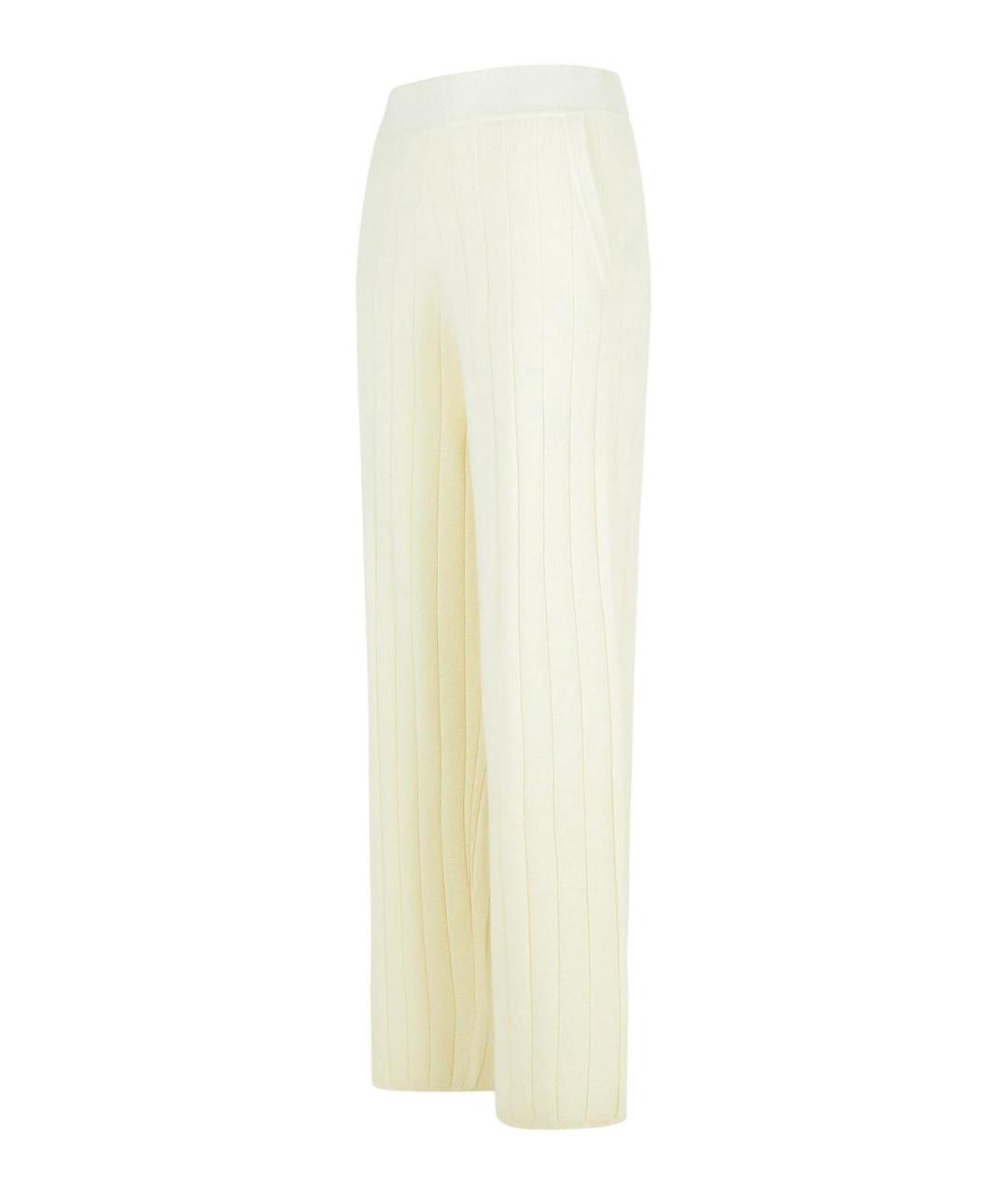 MAX MARA Белые кашемировые брюки широкие, фото 3