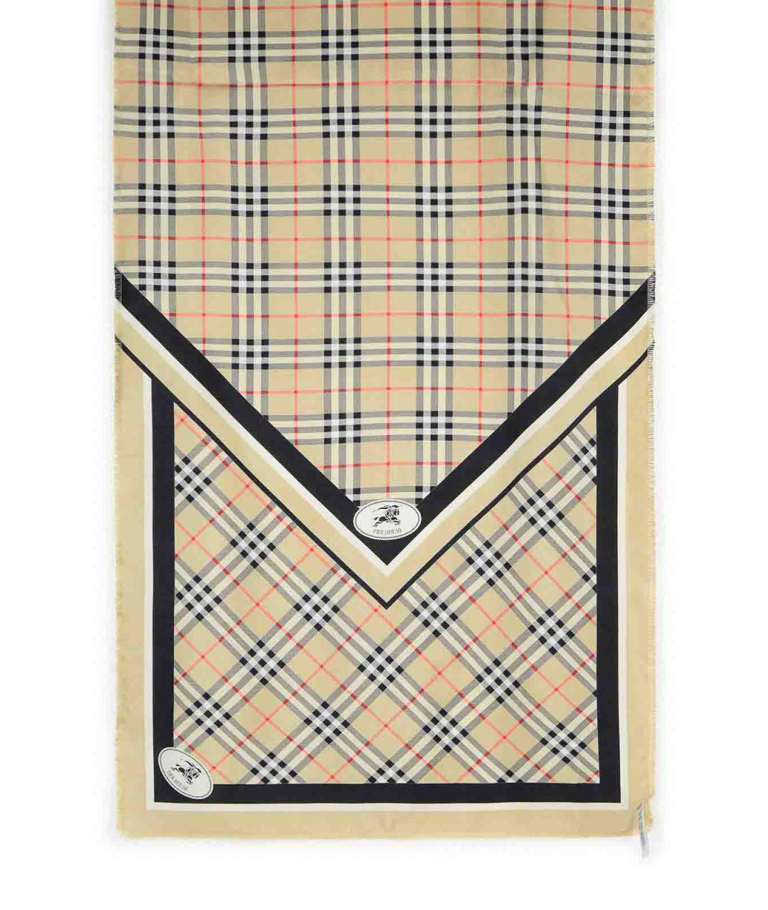BURBERRY Бежевый шелковый шарф, фото 2