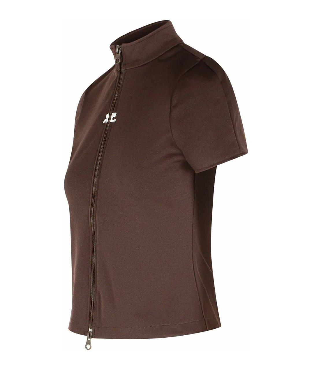 COURREGES Коричневая полиэстеровая футболка, фото 3