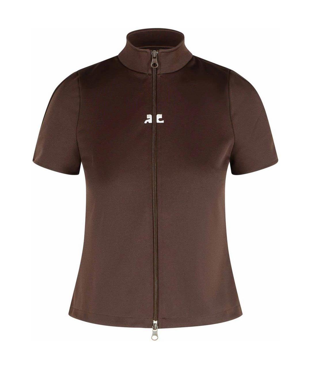 COURREGES Коричневая полиэстеровая футболка, фото 1