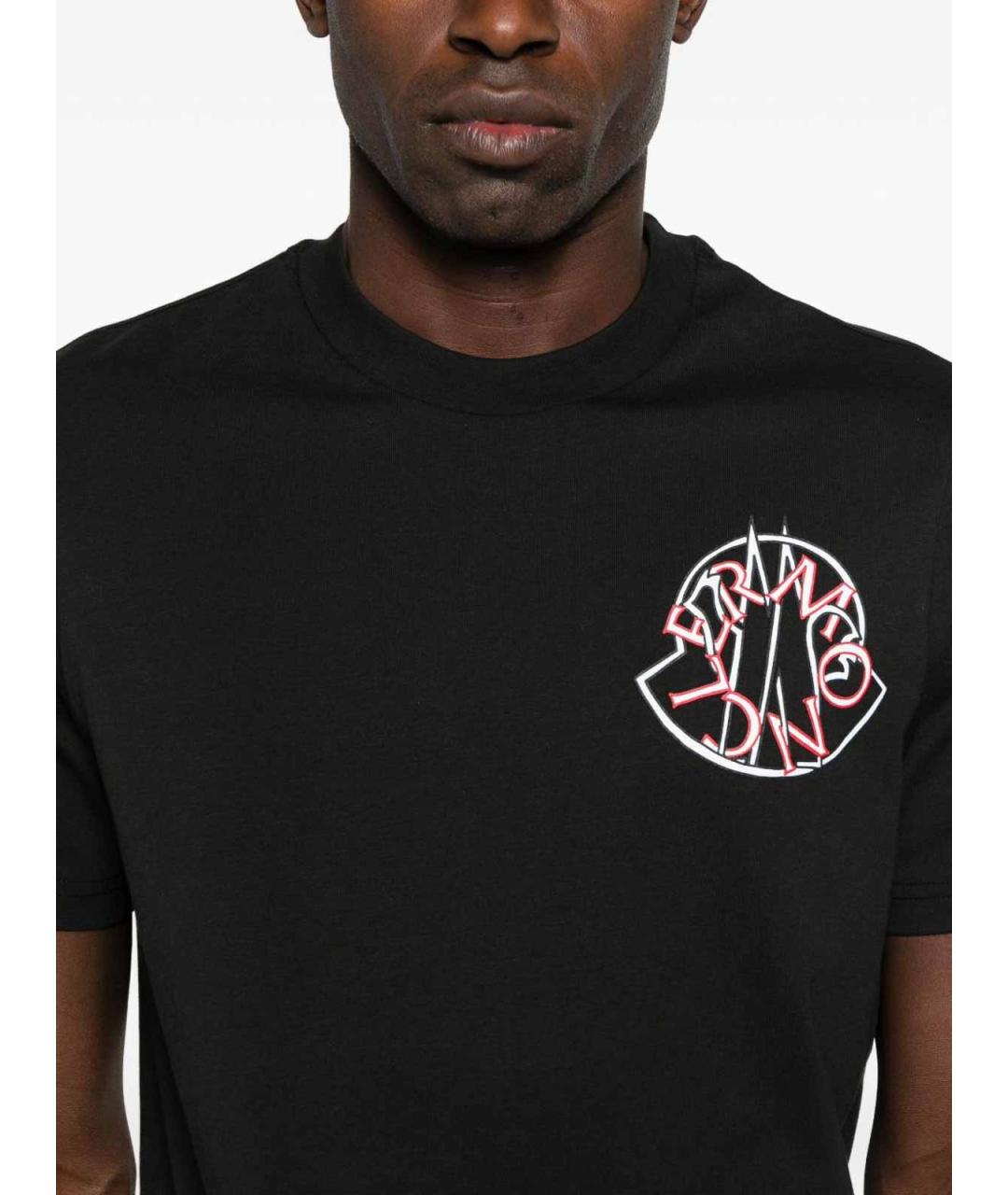 MONCLER Черная хлопковая футболка, фото 4