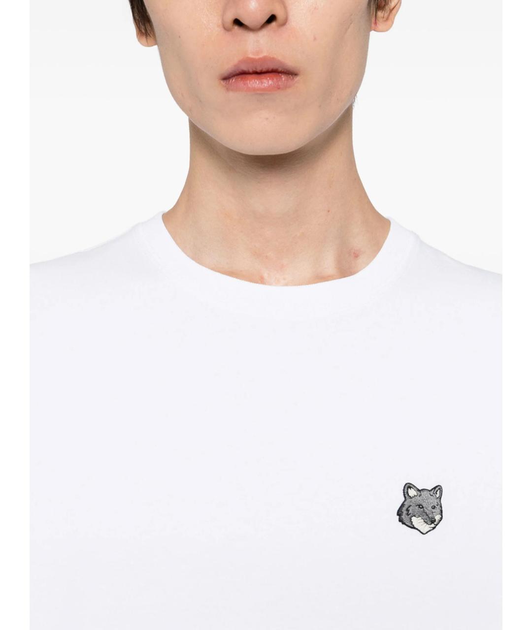 MAISON KITSUNE Белая хлопковая футболка, фото 4
