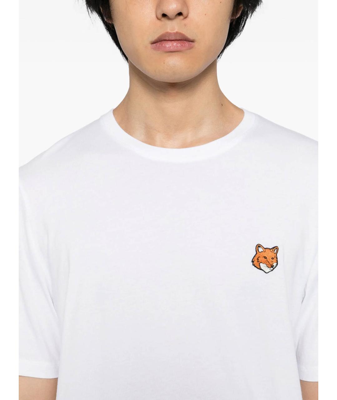 MAISON KITSUNE Белая хлопковая футболка, фото 2