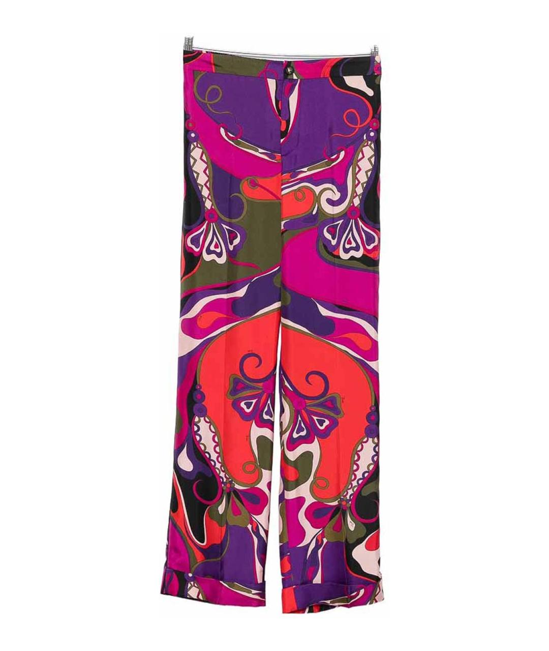 EMILIO PUCCI Фиолетовые шелковые прямые брюки, фото 6