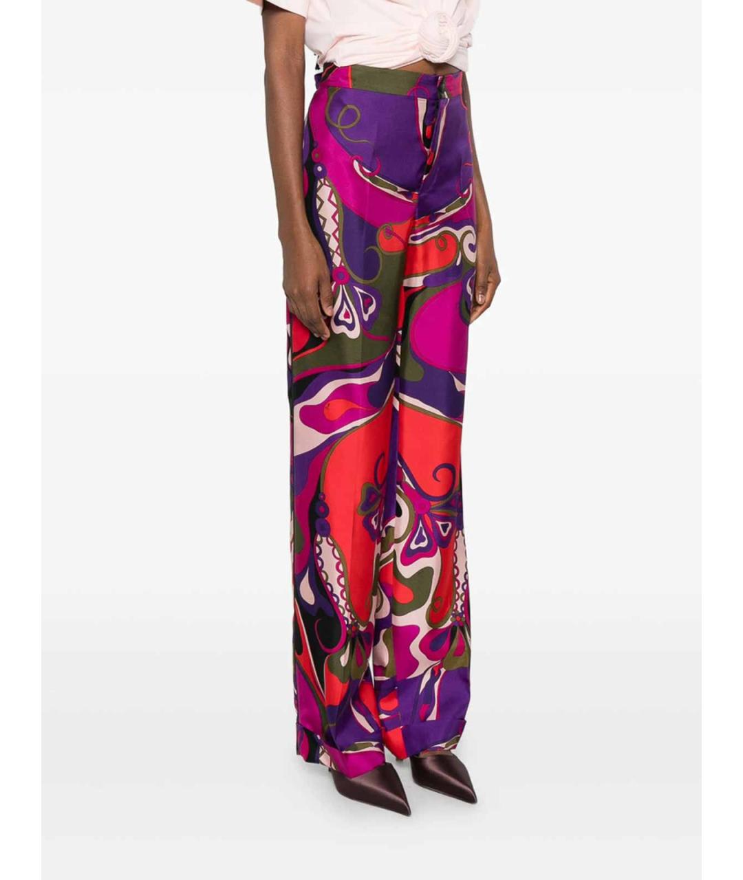 EMILIO PUCCI Фиолетовые шелковые прямые брюки, фото 5