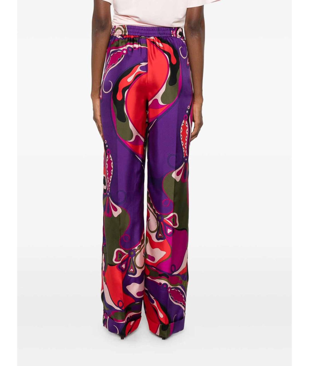 EMILIO PUCCI Фиолетовые шелковые прямые брюки, фото 2