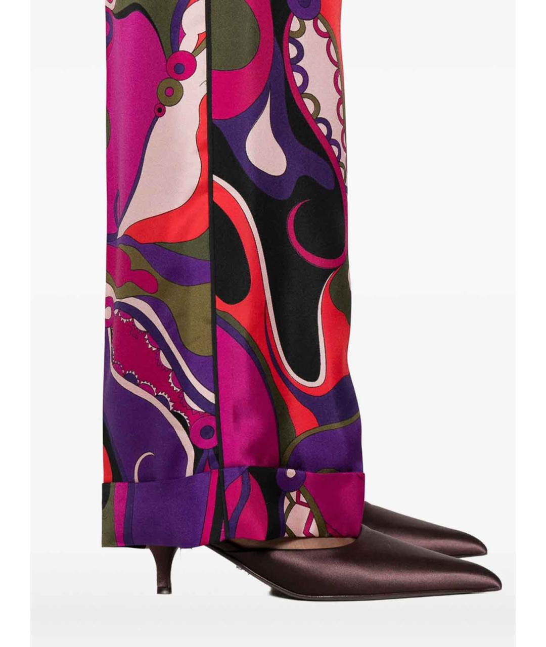 EMILIO PUCCI Фиолетовые шелковые прямые брюки, фото 3