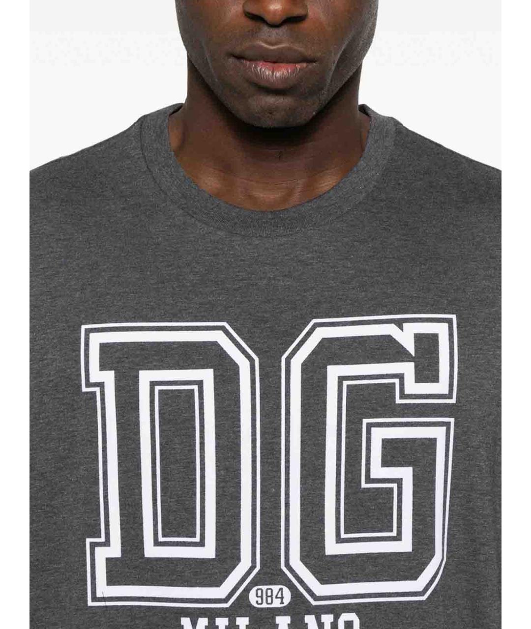 DOLCE&GABBANA Серая хлопковая футболка, фото 3