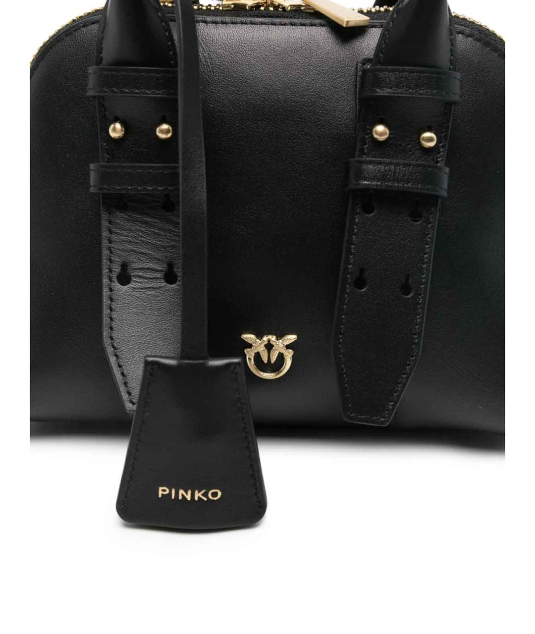 PINKO Черная кожаная сумка с короткими ручками, фото 5