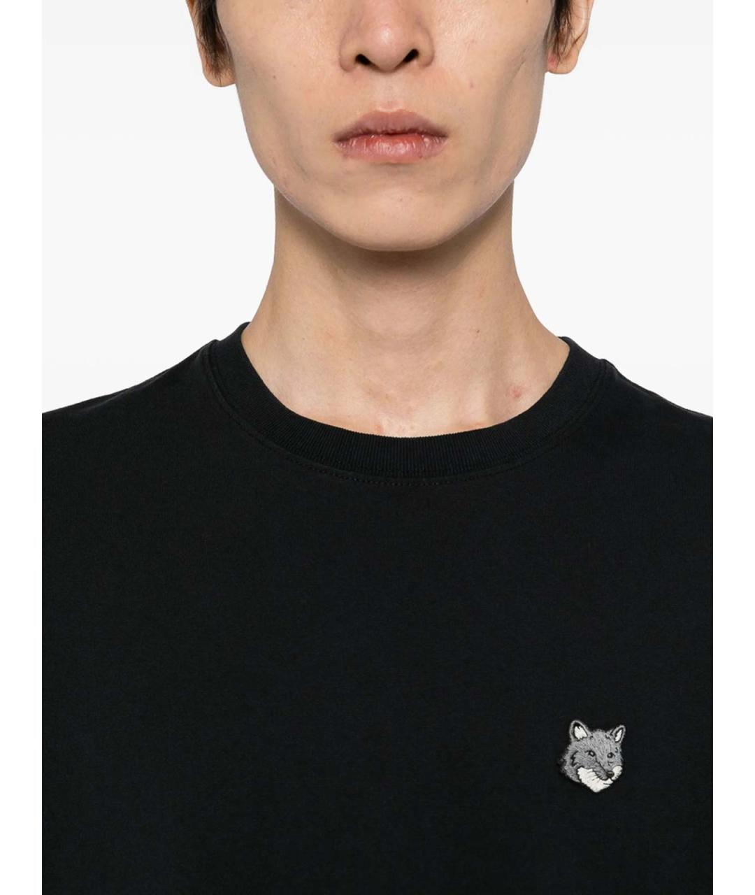 MAISON KITSUNE Черная хлопковая футболка, фото 4