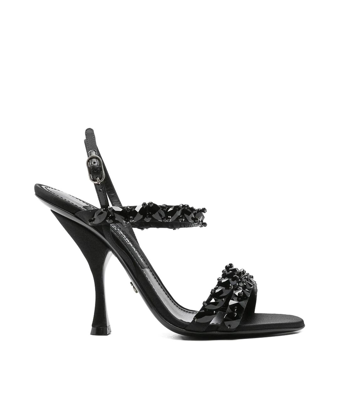 DOLCE&GABBANA Черные кожаные босоножки, фото 1
