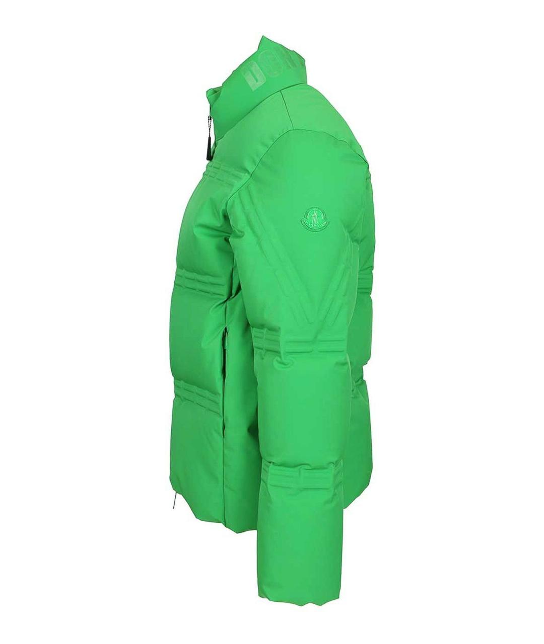 MONCLER Зеленый полиэстеровый пуховик, фото 3