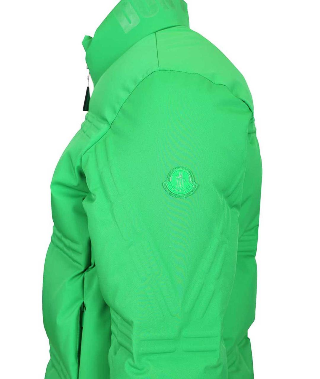 MONCLER Зеленый полиэстеровый пуховик, фото 5