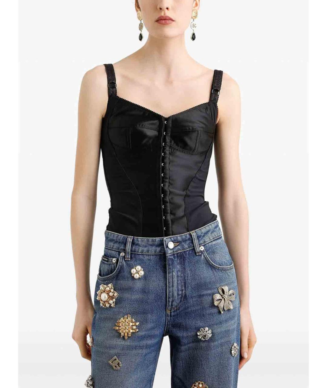 DOLCE&GABBANA Черная хлопковая майка, фото 2