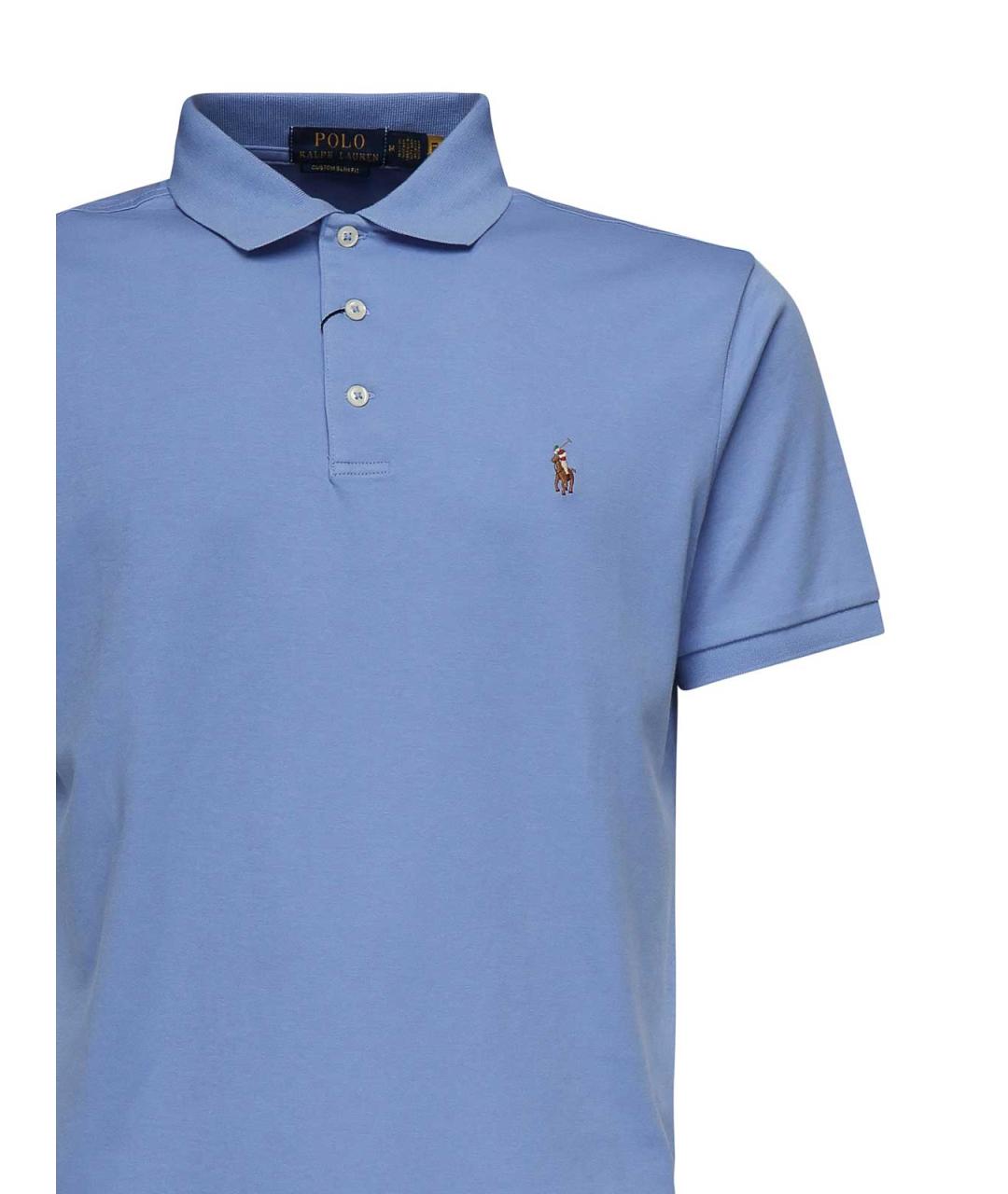 POLO RALPH LAUREN Синее хлопковое поло с коротким рукавом, фото 3