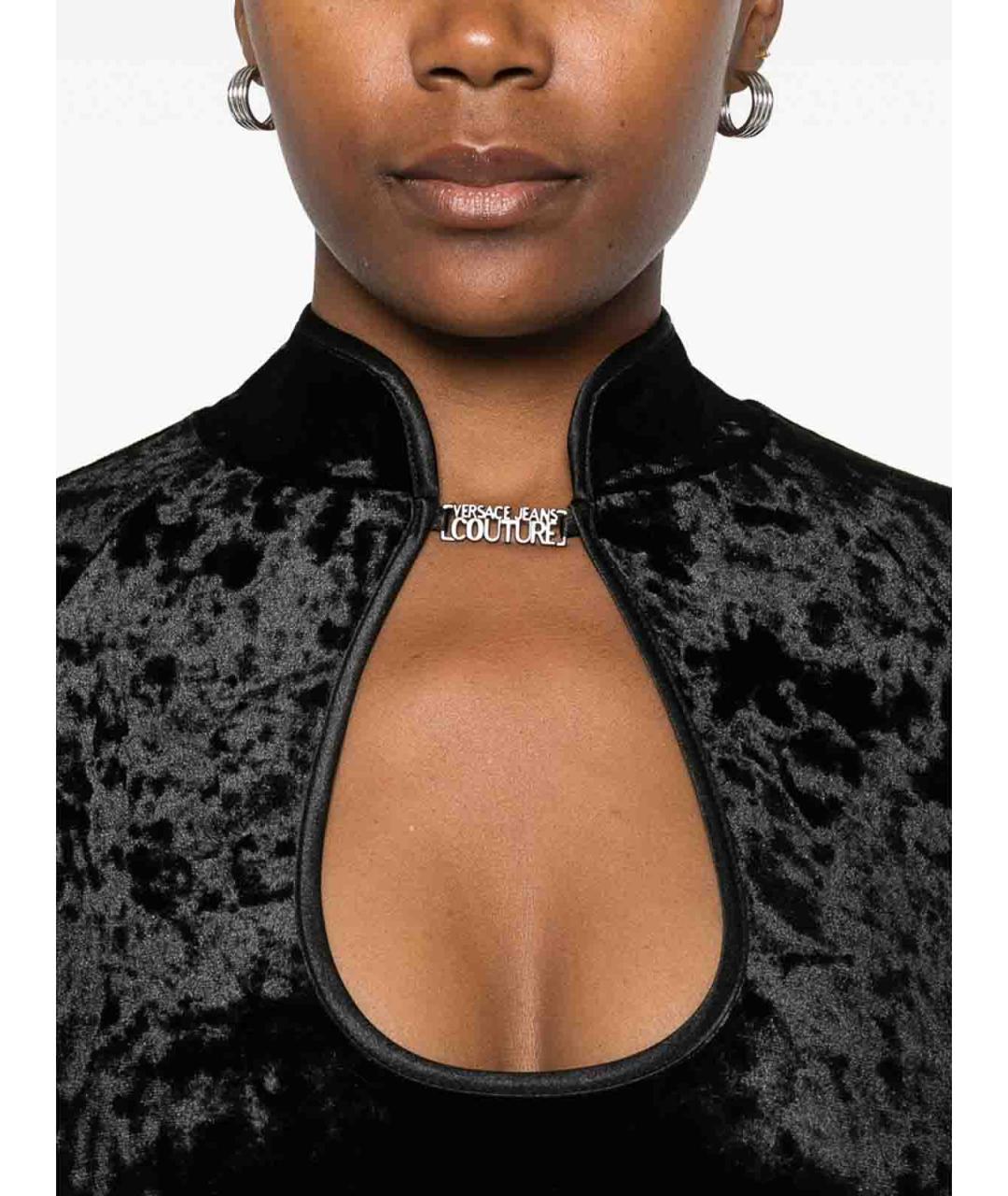VERSACE JEANS COUTURE Черный бархатный джемпер / свитер, фото 4