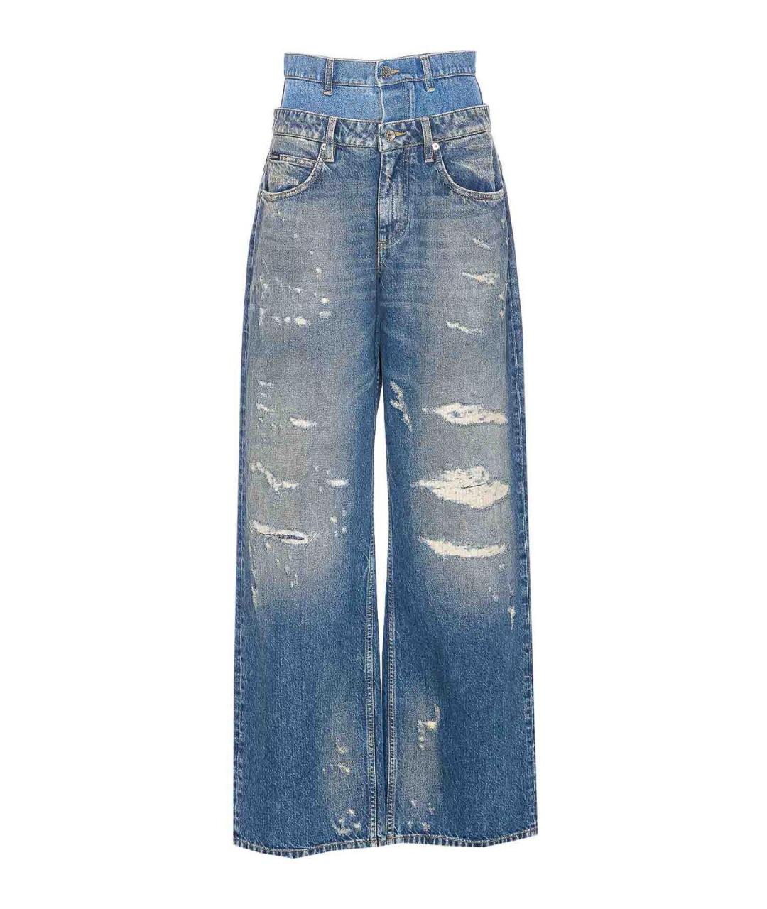 DOLCE&GABBANA Синие хлопковые прямые джинсы, фото 1