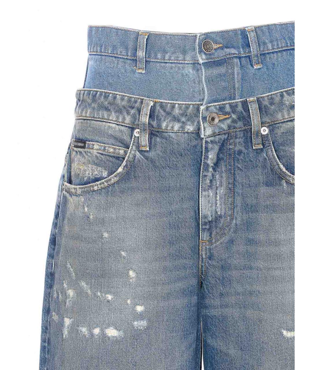 DOLCE&GABBANA Синие хлопковые прямые джинсы, фото 4
