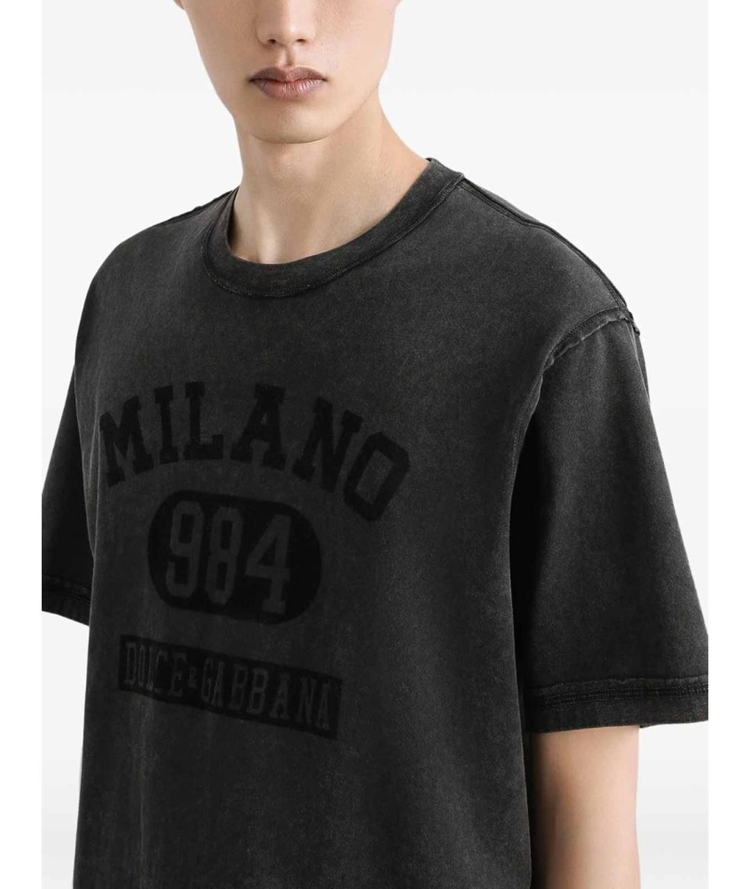 DOLCE&GABBANA Черная хлопковая футболка, фото 3