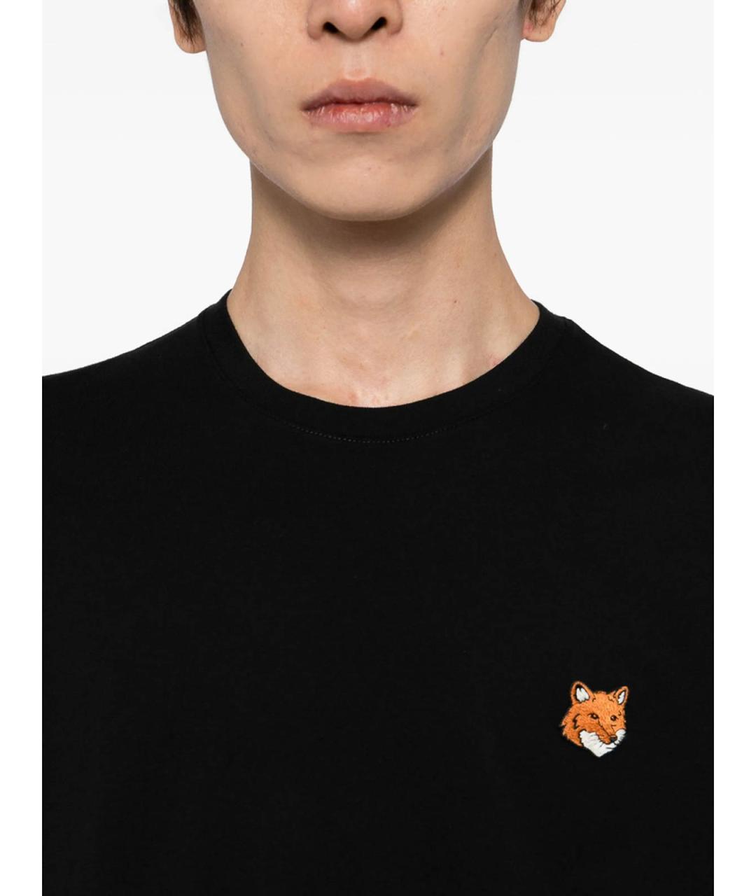 MAISON KITSUNE Черная хлопковая футболка, фото 3
