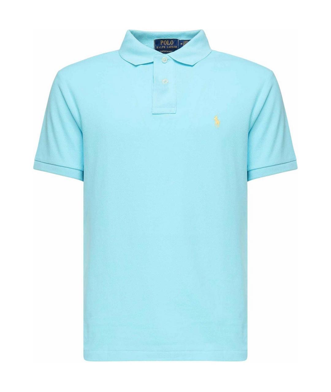 POLO RALPH LAUREN Голубое хлопковое поло с коротким рукавом, фото 1