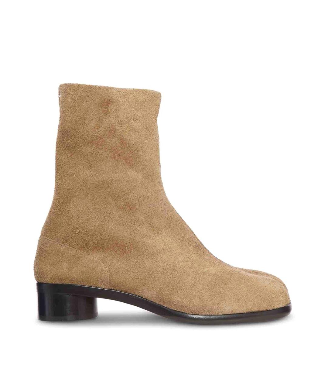 MAISON MARGIELA Коричневые кожаные низкие ботинки, фото 1