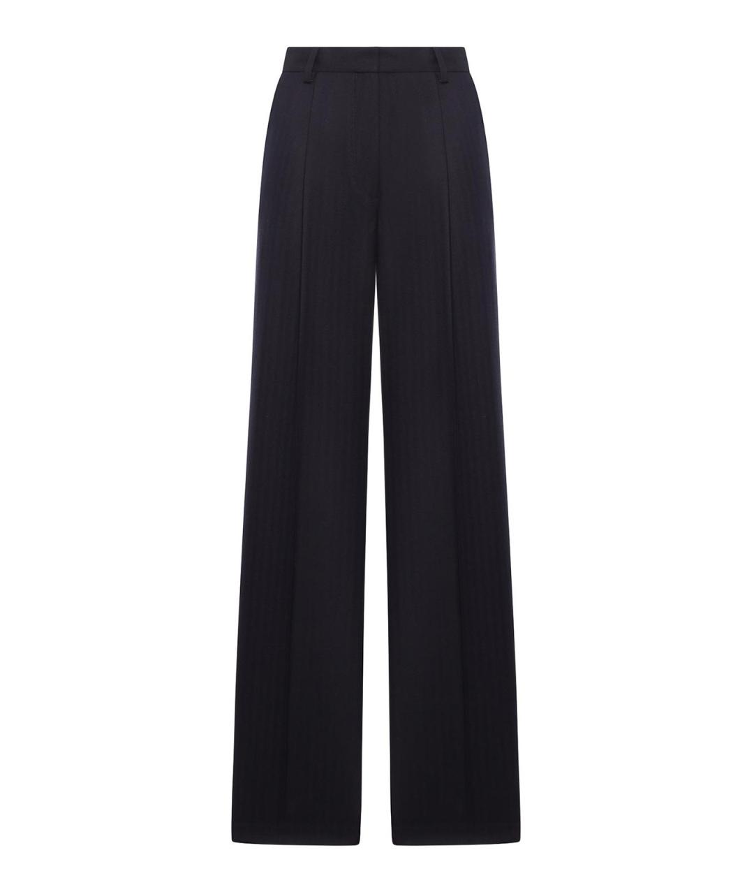 DRIES VAN NOTEN Синие шерстяные прямые брюки, фото 1