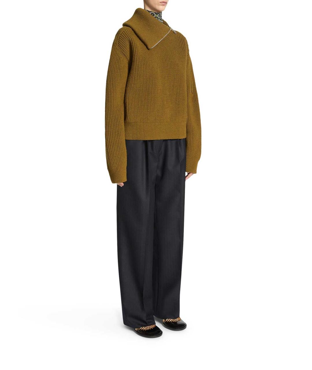 DRIES VAN NOTEN Синие шерстяные прямые брюки, фото 4