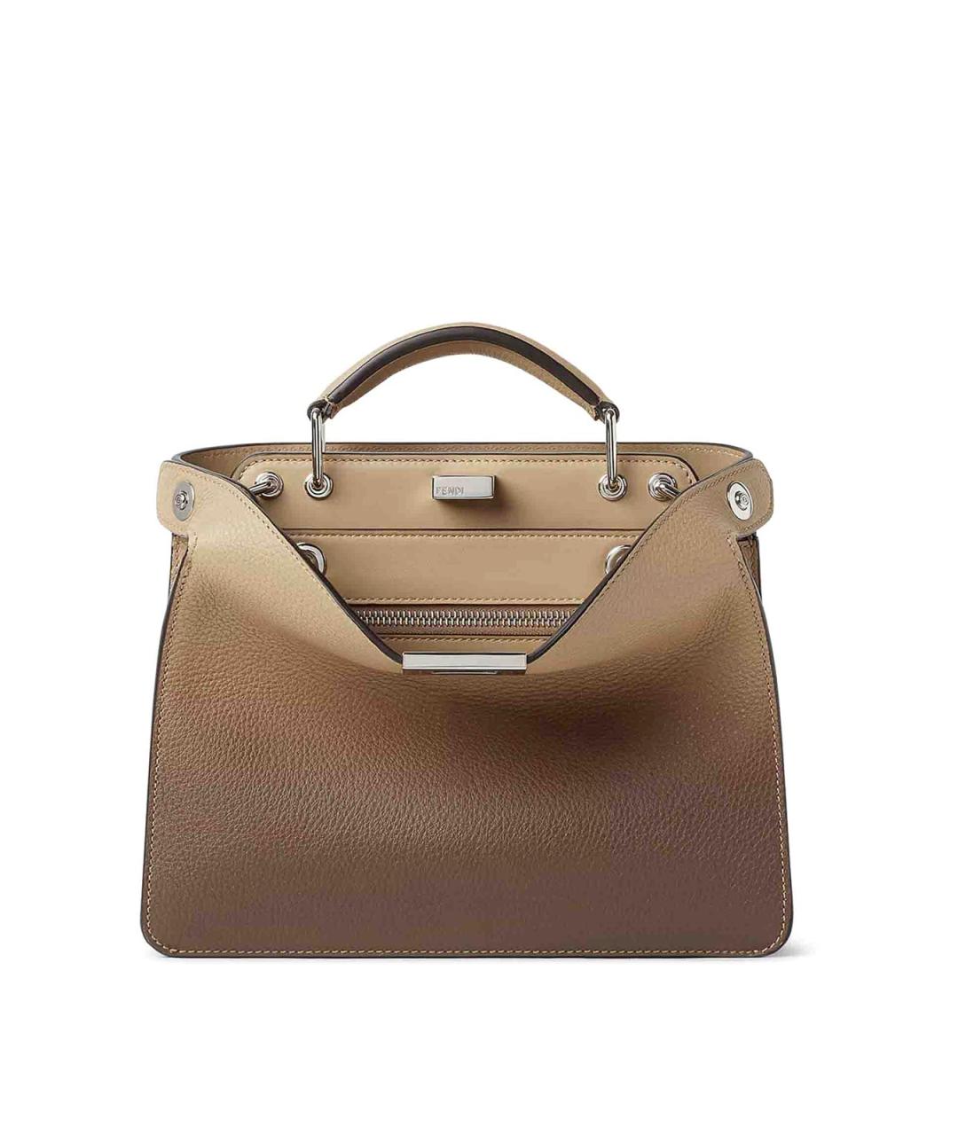 FENDI Бежевая кожаная сумка тоут, фото 1