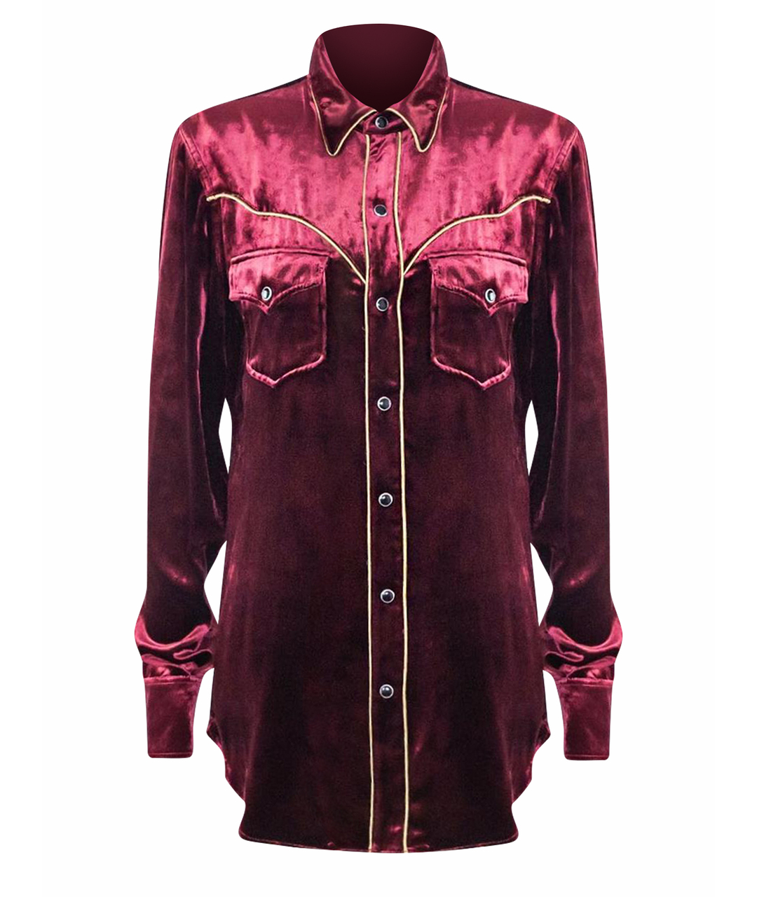 SAINT LAURENT Бордовая бархатная рубашка, фото 1