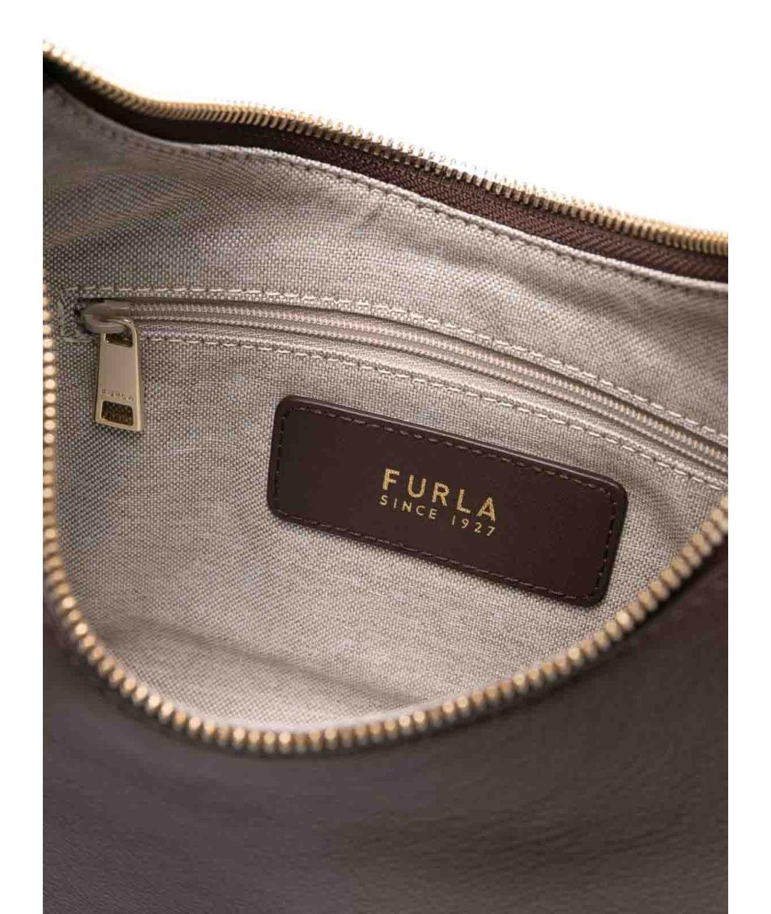FURLA Коричневая кожаная сумка через плечо, фото 4