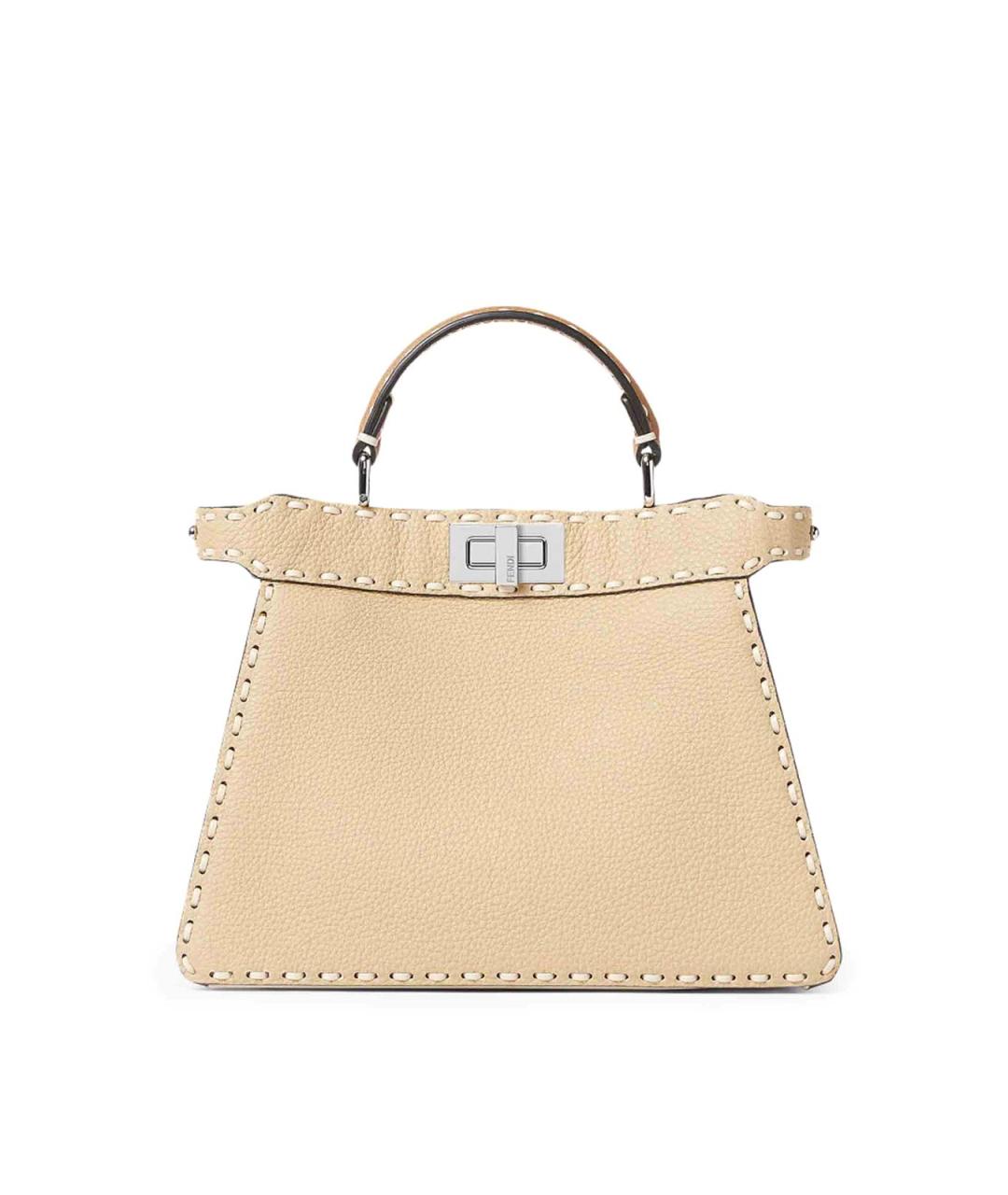 FENDI Бежевая кожаная сумка тоут, фото 1