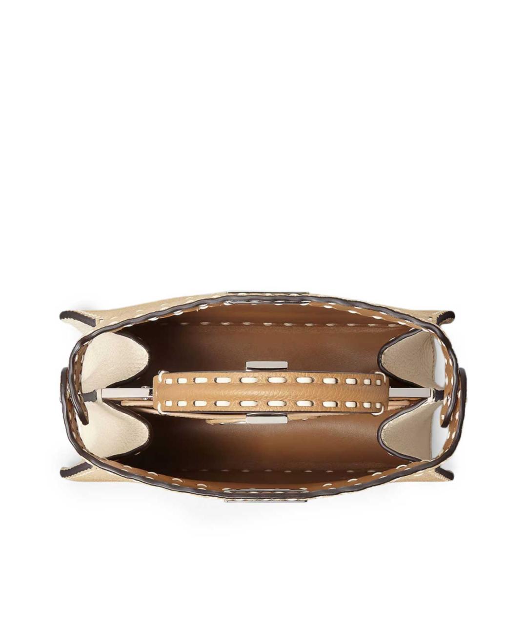 FENDI Бежевая кожаная сумка тоут, фото 4
