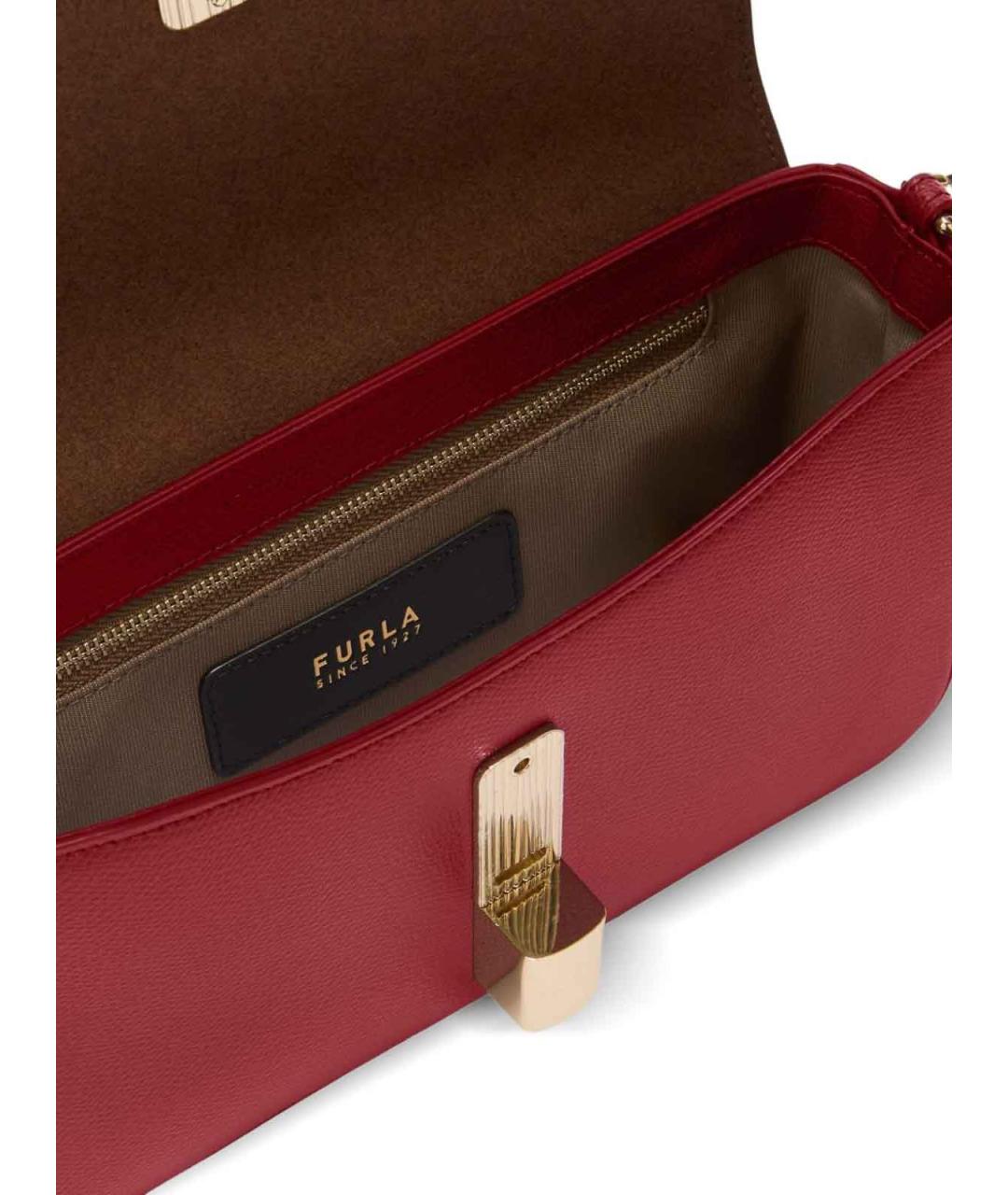 FURLA Бордовая кожаная сумка через плечо, фото 5