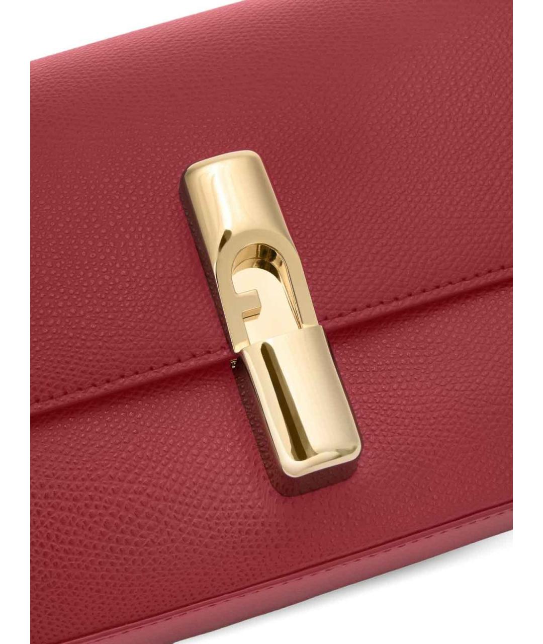 FURLA Бордовая кожаная сумка через плечо, фото 4